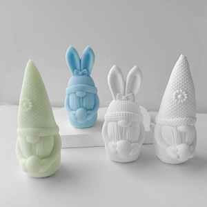 立体复活节鸡蛋兔子蜡烛模具 DIY小朱儒小矮人香薰蜡烛石膏摆件模