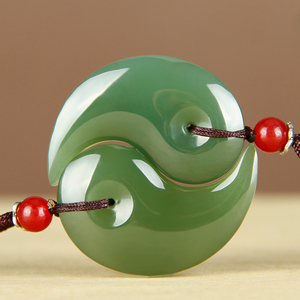 新疆和田玉情侣太极平安扣吊坠一对双鱼玉佩古风太极八卦阴阳玉坠