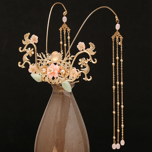 古风汉服头饰头冠少女凤冠发饰超仙古装发冠流苏步摇演出皇冠配饰