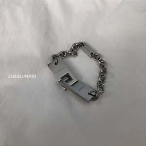 CHEALIMPID/钢制盾牌方块机能钛钢手链简约嘻哈冷淡风手链