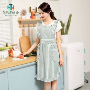 韩版围裙家用厨房防水时尚纯棉可爱成人罩衣女工作服大人围腰定制