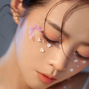 网红仿真透明薄纱假蝴蝶美女妆脸部饰品汉服珍珠超仙造型写真拍照