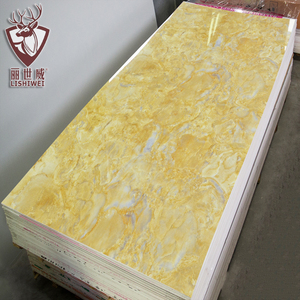 高光免漆电视背景墙黄色大理石板微晶石板黄龙玉装饰板材防水uv板