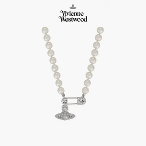 Vivienne Westwood/薇薇安土星回形针镶钻吊坠西太后珍珠项链