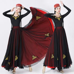 新疆维吾尔族舞蹈服女少数民族现代广场舞演出服彝族大摆裙子成人