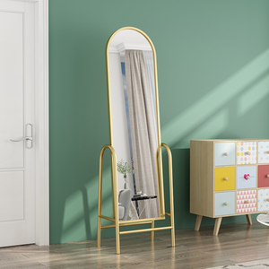 轻奢现代家用全身镜落地北欧女生卧室简约小型穿衣镜铁艺简易镜子