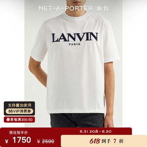 [经典款]Lanvin 夏季男女同款蓝色刺绣棉短袖T恤NAP颇特
