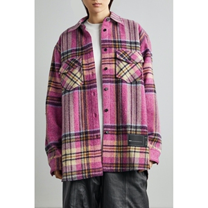 [经典款]we11done 女粉色格纹休闲羊毛大衣外套nap颇特