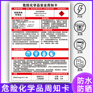 200g溶剂油G3099危险化学品安全周知卡危险废物管理制度安全标识牌警示牌标志牌PVC板工厂车间定制