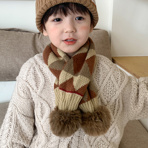 韩国儿童围巾秋冬季男童女孩交叉围脖加绒加厚宝宝防风保暖脖套潮
