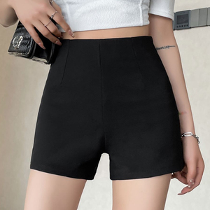 黑色冰丝西装短裤女夏季薄款高腰显瘦打底安全裤修身a字热裤外穿