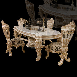 豪华餐桌欧式实木餐桌意大利西餐桌奢华宫廷高端法式定制白色餐台