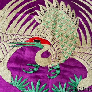 802堂老手工老刺绣老绣片老绣包慕媚原创-老绣团鹤仙鹤老绣花片3