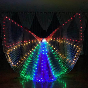 蜜蜂款LED发光翅膀舞翅荧光蝴蝶跳舞蹈道具发光肚皮舞金翅膀披风