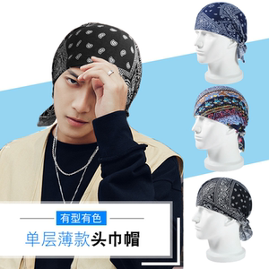 海盗三角小帽遮白发头巾男潮流光头帽机车包头帽子女夏季薄款透气