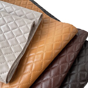 pvc皮革环保仿绣花车线格子压线方格菱形哑光手袋软包沙发装饰革