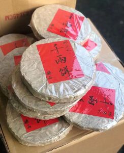 80年代湖南安化 珍藏千两饼老黑茶干仓黑茶金花千两饼600克茶饼