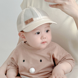 宝宝夏季薄款儿童帽子全网小熊标鸭舌帽男宝宝遮阳防晒婴儿棒球帽