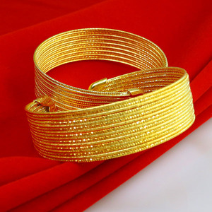 不掉色 黄金手镯 女款镀金镯子999足金首饰开口时尚新款磨沙