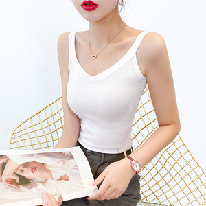 白色吊带背心女v领夏内搭打底纯棉紧身美背外穿洋气性感打底上衣