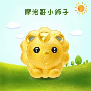 龚兴隆 黄金小狮子转运珠3d硬金999足金卡通向日葵狮子路路通手链
