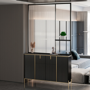 轻奢入户玄关柜屏风鞋柜一体长虹玻璃隔断家用进门客厅间厅柜遮挡