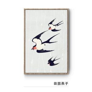 极简中国风小燕子水墨油画 卡通客厅装饰画成品 中式竖版i挂画包