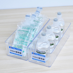 医疗分格收纳盒简约透明塑料单层收纳筐医院6S塑料盒液体摆药盒子