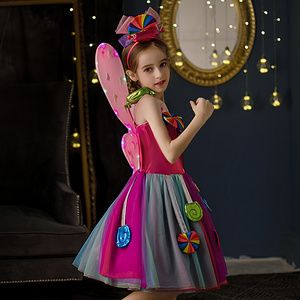 儿童糖果女巫小精灵装扮裙子cos表演衣服幼儿园女童宝宝演出服装