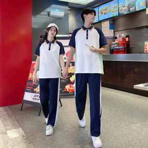 校服套装夏天男女短袖夏装高中学生运动会初中生班服黑白红29人付款