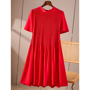一件到底的G级感 裙型太好~气质重磅桑蚕丝显白红色真丝连衣裙女