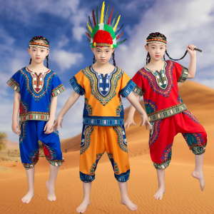 非洲鼓演出服少数民族成人儿童男女舞蹈套装喜庆打鼓六一表演风傣