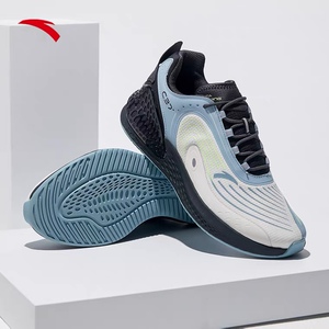 安踏c37 跑步鞋蓝色男鞋轻便网面系带夏季新款男子软底休闲运动鞋