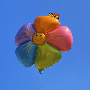 网红新款飘空气球铝膜笑脸大雏菊五彩小蜜蜂儿童卡通玩具摆摊夜市