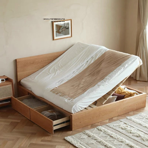 北欧纯实木抽屉箱体床多工能储物高箱床日式环保双人主卧家具婚床