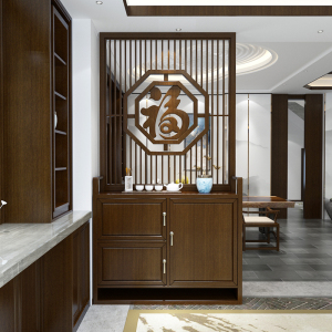 现代中式实木玄关隔断客厅屏风卧室遮挡装饰家用入户门厅收纳鞋柜