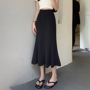 鱼尾裙a字裙半身裙中长款长裙春秋2022新款高腰显瘦半裙裙子女夏
