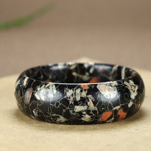 正品河南汝阳梅花玉少女款手镯天然安山梅花石复古中国风个性玉镯