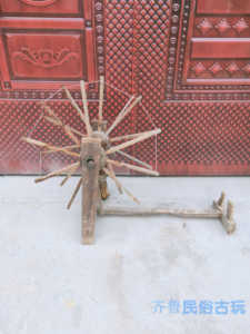 民俗老物件农村旧货老纺车影视道具木质手摇纺线车纺棉花机器怀旧