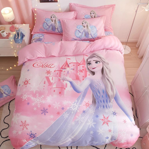 公主风纯棉四件套全棉卡通床单被套儿童女孩女童床上用品2024新款