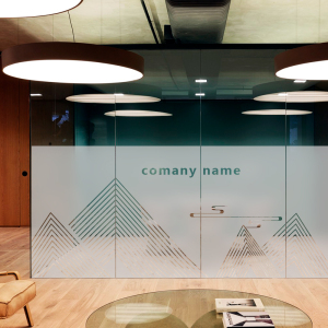 现代艺术山水画静电办公室会议室隔断墙玻璃贴纸磨砂镂空贴膜定制