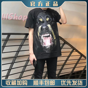 givenchy/纪梵希22ss经典款黑色罗威纳大狗头图案印花男女短袖t恤