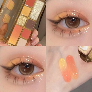 秋冬橘色眼影 小红书同款眼影盘橘棕色哑光珠光爆闪橘黄色