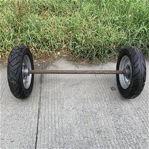 寸喷漆翻新摩f托轮地 两轮连轴马f车轮带轴手工拖车推胎发电机轮