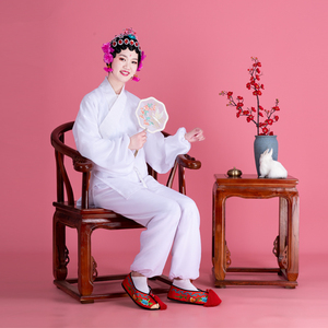 戏曲古装写真京剧越剧里衣戏服内衬护领白色水衣小衣裤小彩衣打底