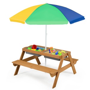 儿童野餐桌3合1沙子加水桌儿童户玩具套装木制游戏桌可拆卸桌面