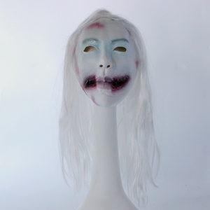 白发女鬼cos吸血鬼贞子面具 万圣恐怖鬼脸面具演出道具成人脸面具