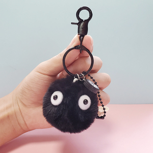 动漫千与千寻小煤球钥匙扣毛绒绒黑炭精灵包包挂件挂饰玩偶少女