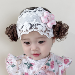 婴儿帽子夏季薄款小月龄公主女宝宝假发发带甜美洋气卤门女童发饰