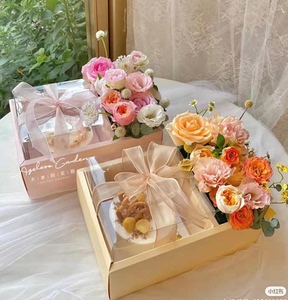 520情人节母亲女神节鲜花蛋糕慕斯盒手提甜品花盒网红ins烘焙盒子